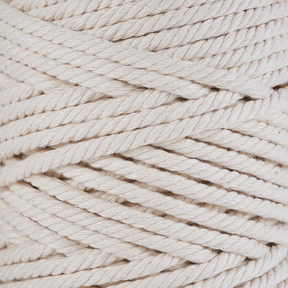 Macrame Cotton Cord Twisted Cotton Rope for Wall Hanging Plant Hangers Crafts and Wedding Decorations Creamy White 5mm 100m/roll