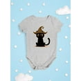 thumbnail image 3 of Cute Black Cat W Witch Hat Bodysuit Infant -Image by Shutterstock,  18 Months, 3 of 4