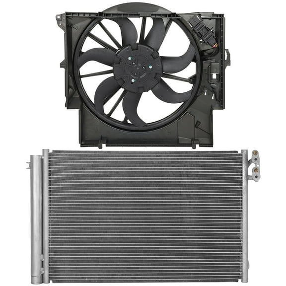 ECCPP 3443 Condenser 623430 ,620981 Radiator Cooling Fan Assembly Replacement for 2013-2015 for X1 3.0L 2009-2016 for Z4 3.0L