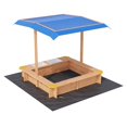 thumbnail image 1 of Wooden Sandbox with Adjustable Canopy, Outdoor Sand Box with 2 Storage Boxes & Bottom Liner for Ages 3-8, Spacious Kids Sand Pit for Backyard, Beach, Patio, 1 of 9