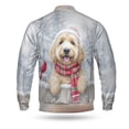 thumbnail image 2 of Playful Goldendoodle Welcomes Winter Snowy Day with Cardinal Bird All Over Print 3D Baseball Jacket Doodle Dog Lover Gifts Idea Bomber Jacket Softball - 12017, 2 of 6