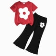 thumbnail image 2 of Girls Outfits Toddler Clothes Sweet Summer Set Flutter Sleeve Top Flare Pants Kaprioy Toddler Girl Clothes 2T 3T 4T 5T 6T 7T, 2 of 4
