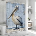 thumbnail image 6 of Ocean Pelican Bathroom Shower Curtains with 12 Hooks Polyester Waterproof Shower Curtain for Stalls and Bathtubs Summer Coastal Birds Modern Painted Decorative Bathroom Privacy Curtain 36x72 Inches, 6 of 9