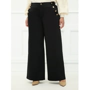 ELOQUII Elements Women's Plus Size Wide Leg Cropped Pants