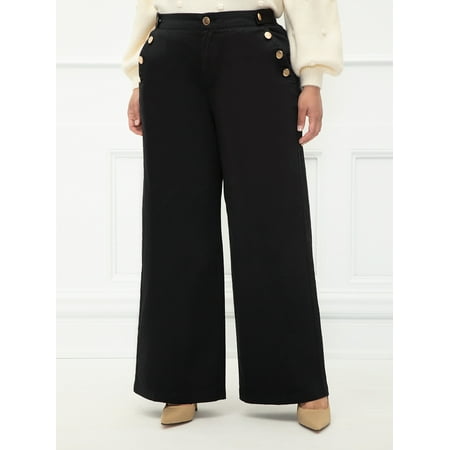 ELOQUII Elements Women's Plus Size Wide Leg Cropped Pants