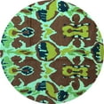 thumbnail image 1 of Ahgly Company Machine Washable Indoor Round Abstract Turquoise Blue Modern Area Rugs, 4' Round, 1 of 4