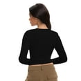 thumbnail image 2 of Womens Long Sleeve Shirts Basic Crop Tops Going Out Fall Fashion Underscrubs Layer Slim Fit Tops, 2 of 6