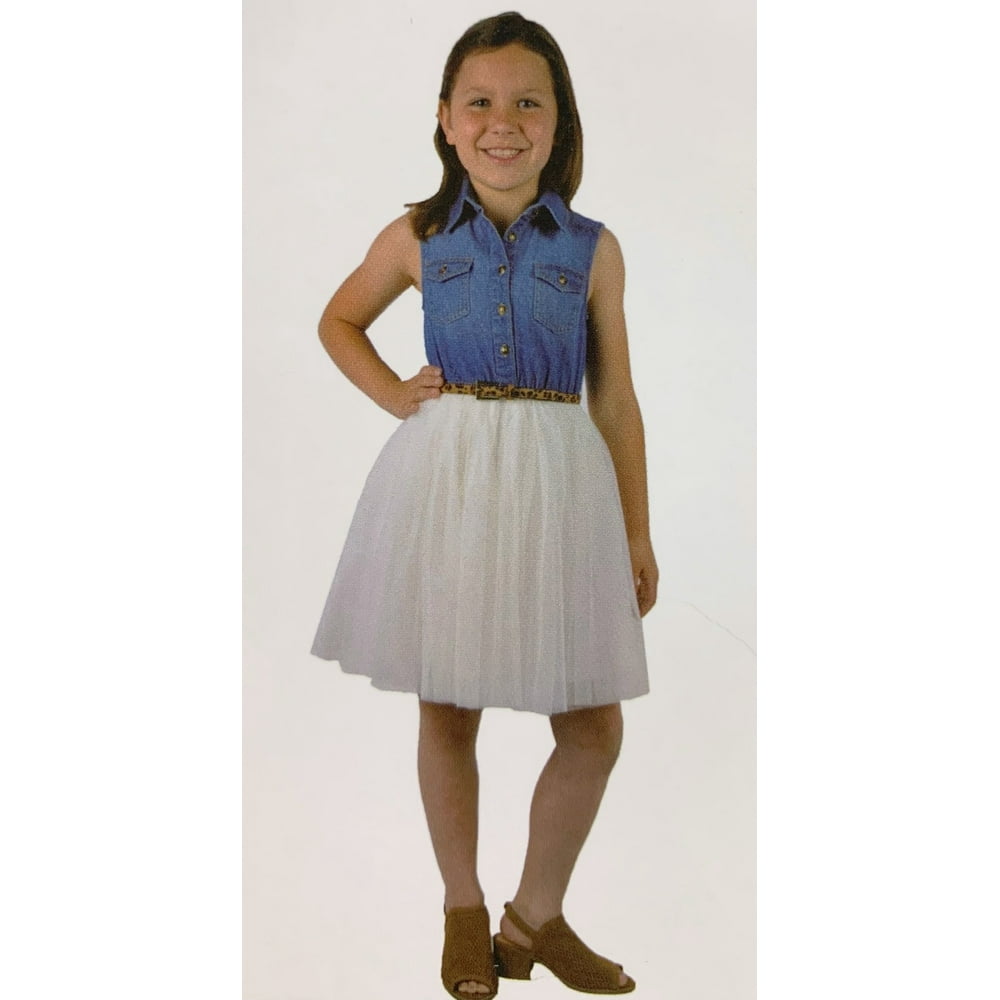 Zunie Girl's Tulle Party Dress, Denim Blue/White, 12 NEW Walmart