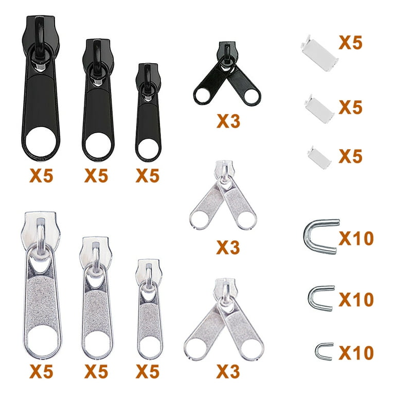 85pcs Zipper Repair Kit, TSV Zipper Fix Replacement Set, Zipper Slider with  Install Plier, Extension Pulls for Sewing 