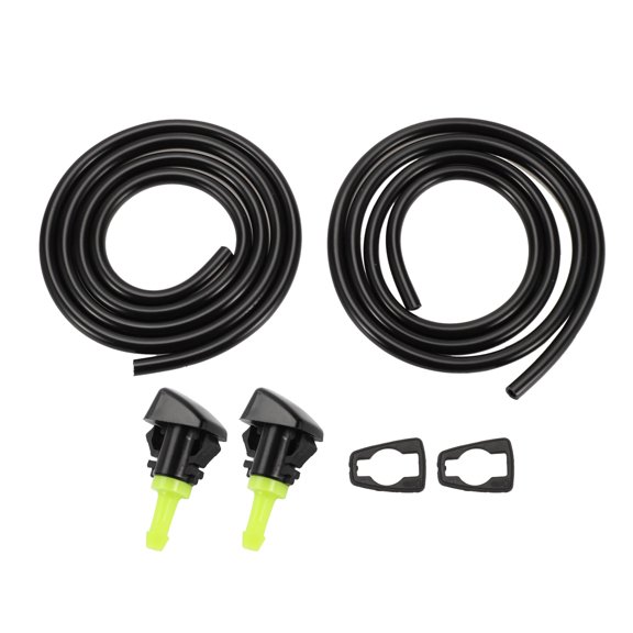 Unique Bargains Windshield Washer Nozzle for Dodge Grand Caravan 2008-2020 No.5303833AA Front Black Green With 2 Pcs Gasket,2 Pcs1 Meter Fluid Hose 1 Set