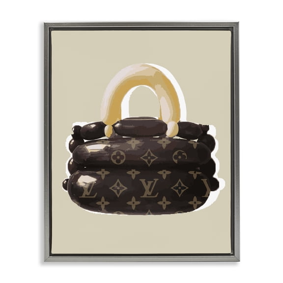 Stupell Industries Contemporary Balloon Designer Purse Gray Floating Frame Canvas Art, 17 x 21, by Lil' Rue