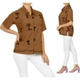 thumbnail image 2 of HAPPY BAY Women's Casual Hawaiian Short Sleeve Blouse Shirt Solid Blouses Dress Tops Tee Button Down Shirts for Women L plus-size Brown, Embroidery, 2 of 5
