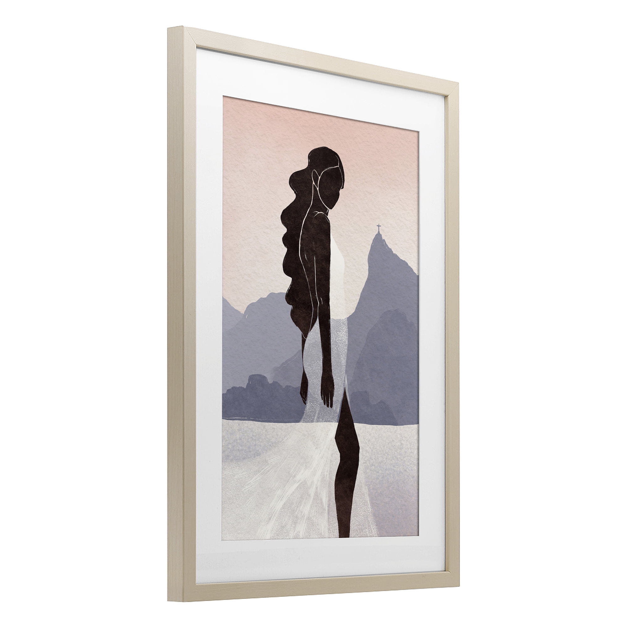 Stupell Industries Garota Silhouette Portrait Birch Framed Print Under Glass, design by Yuyu Pont