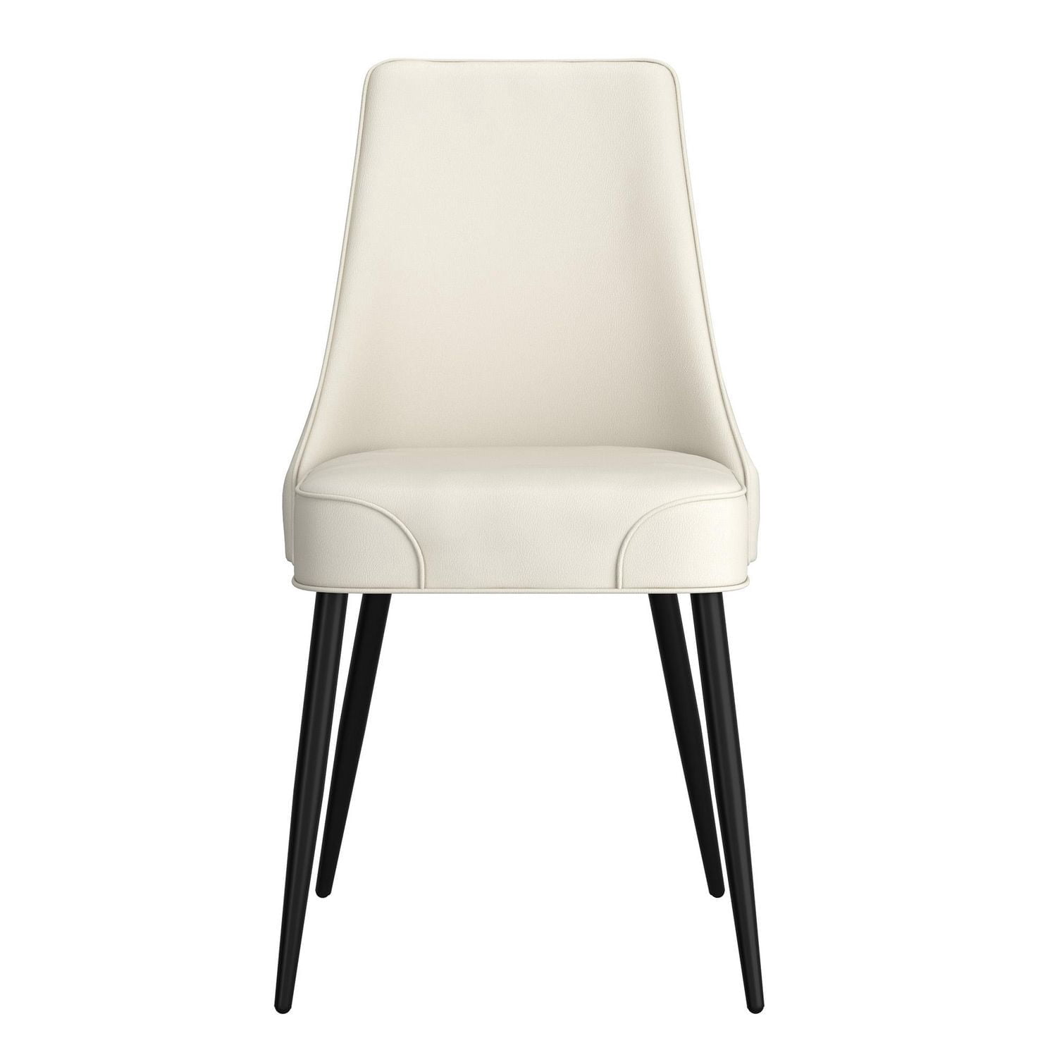 Modern Faux Leather & Metal Dining Chair, Faux Leather, Set of 2 - Beige & Black