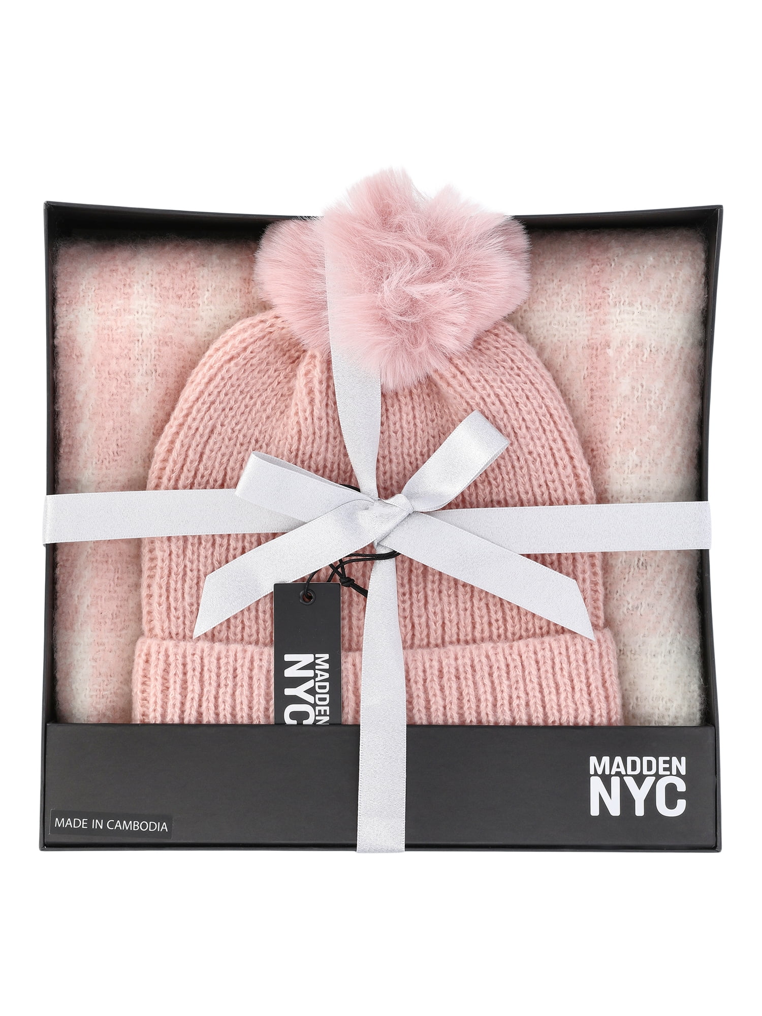 Madden NYC Women's Beanie Hat and Scarf Gift Set, 2-Piece, Blush