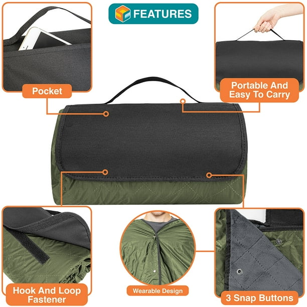 Sun CUBE Large Waterproof Outdoor Blanket Fleece Lining Windproof Stadium Blanket For Sports Picnic Park Portable Camping Blanket Car Boat
