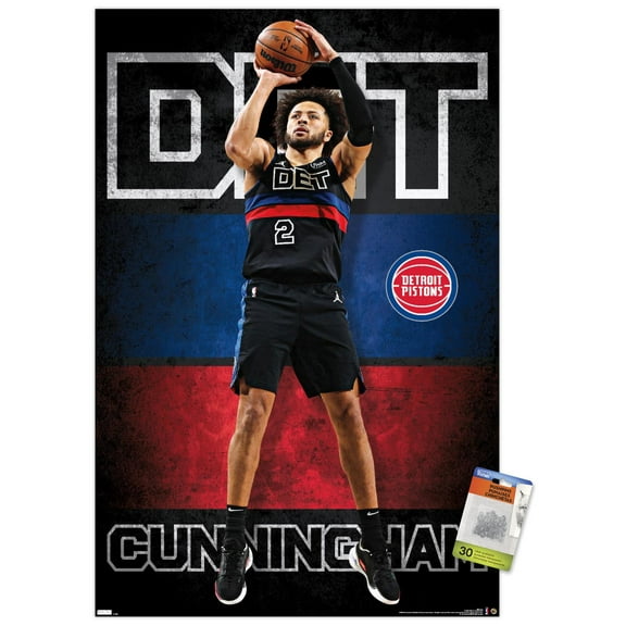 NBA Detroit Pistons - Cade Cunningham 23 Wall Poster with Push Pins, 22.375" x 34"