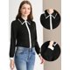 thumbnail image 2 of Camisa Abotonada Allegra K Oficina Manga Larga Cuello Contraste Mujer Negro L, 2 of 5