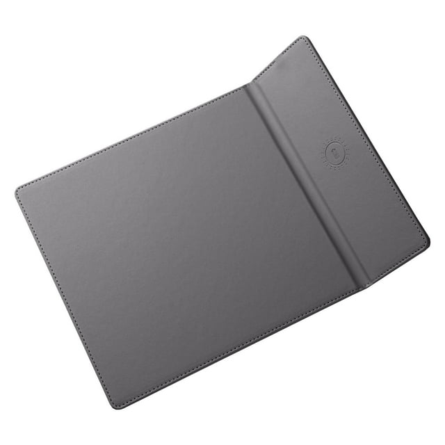 Grey Wireless Charging Mouse Pad 15W Fast Charging Foldable Design Synthetic Leather Office Desk Mat Phone Stand Compatible With Qi Enabled Devices Weighs 0.644 Pounds