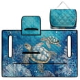thumbnail image 4 of COEQINE Golf Cart Seat Covers with Carry Handle, Comfortable Golf Cart Seat Towel Blanket, Fits for EZGO Yamaha Club Car and Other 2-Seat Golf Carts, Blue Sea Turtle Coral, 4 of 8