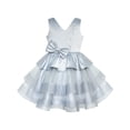 thumbnail image 1 of Girls Dress Gray Lustrous Satin Rhinestone Birthday Party 6 Years, 1 of 7