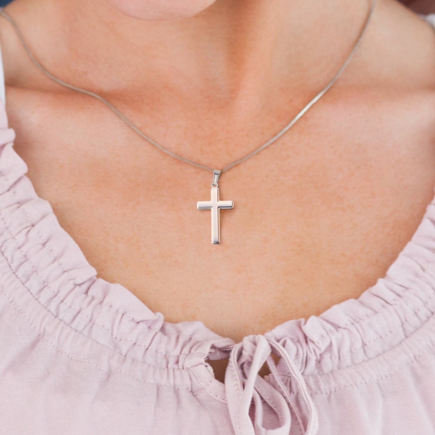 Gift For Granddaughter, Confirmation or Baptism Proud of Who You Are Stainless Steel Cross Necklace