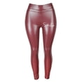 thumbnail image 3 of Aayomet Pantalon en Cuir Noir Imprimé Respirant Ajusté pour Femmes, Rouge L, 3 of 3