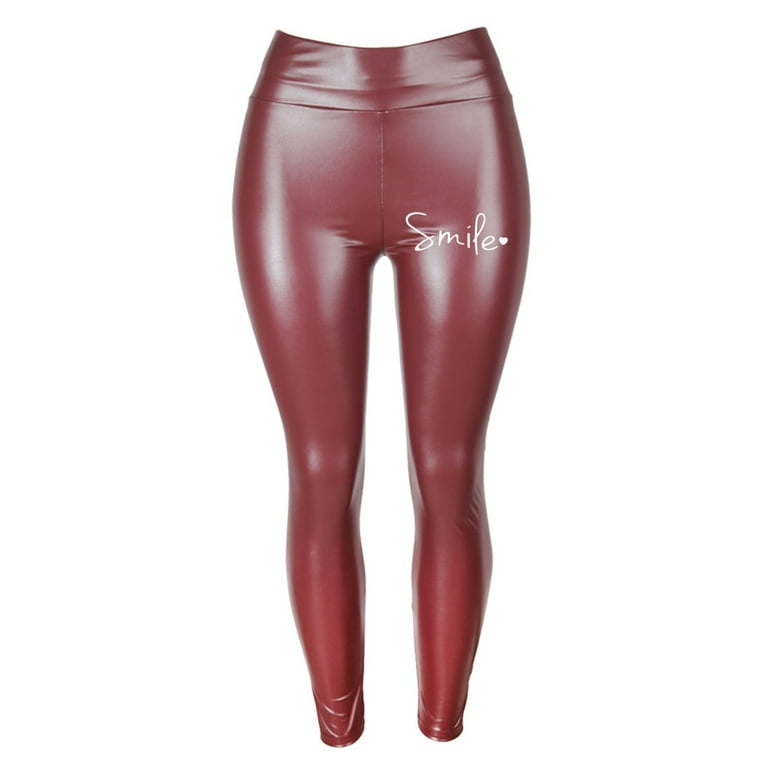 adviicd Leather Pants Women's High Waisted PU Leather Skinny Pants Biker  Pants Red M