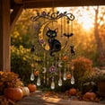 thumbnail image 3 of Voglyf Halloween Acrylic Suncatcher Wind Chime Hanging Black Cat Moon, Gothic Hanging Ornament with Pumpkin Bat Floral Crystal , Window Pendant for Porch Bedroom Spooky Season Home Gift, 3 of 7