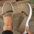 thumbnail image 3 of Women's Woven Slip On Sneakers Non Slip Knit Orthopedic Shoes Breathable Low Top Wide Width Walking Loafers Brown Size 9, 3 of 5