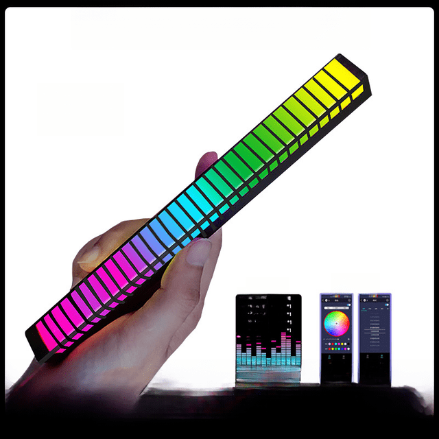 Luz de captación RGB, luz de ritmo musical con control de voz, luz LED para computadora, aplicación para automóvil, luz de ambiente Bluetooth
