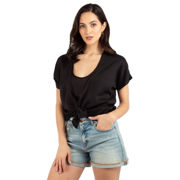 Blusa manga corta con amarre al frente