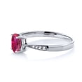 thumbnail image 4 of Gem Stone King 10K White Gold Red Created Ruby and White Diamond Engagement Ring for Women (0.96 Cttw, Gemstone July Birthstone, Oval 7X5MM, Available in Size 5, 6, 7, 8, 9), 4 of 5