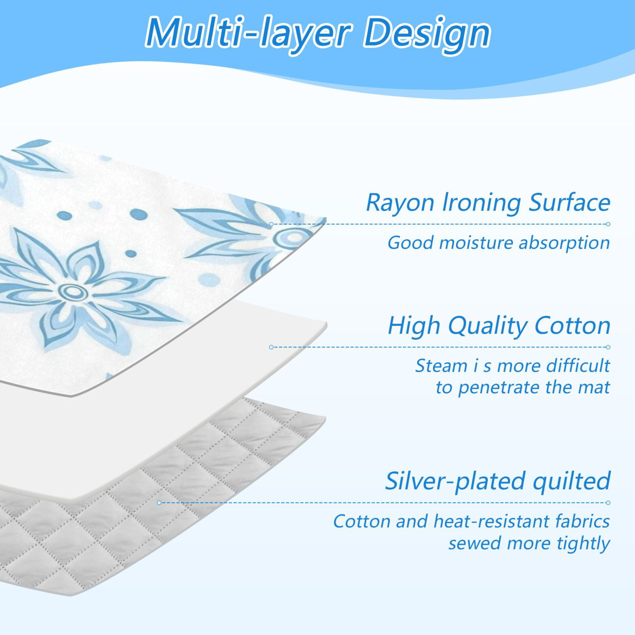 Ironing Mat Portable Ironing Blanket for Table Top Travel Ironing Pad for Washer Dryer 27.6" x 47.2" Snowflake-like Flowers Pattern