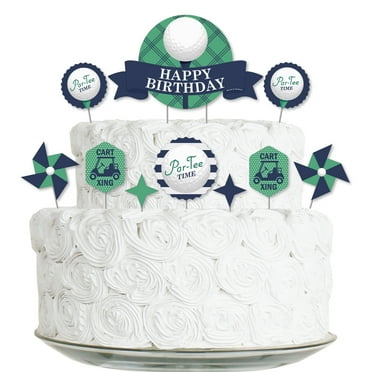 Big Dot of Happiness Par-Tee Time - Golf - Birthday Party Cake Decorating Kit - Happy Birthday Cake Topper Set - 11 Pieces