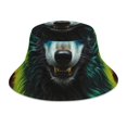 thumbnail image 1 of Fotbe Fluorescent Wolf Sombrero Tipo Pescador con Estampado – Sombrero de Sol de Algodón de Moda para Playa, Golf, Pesca, 1 of 6