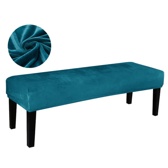 XmhyTop-A Bench Seat Cover, Stretch Velvet Slipcover Washable Seat Protector, Dining Bench Slipcover, Living Room Stretch Slipcover for Bench - 1 Piece, Blue Green