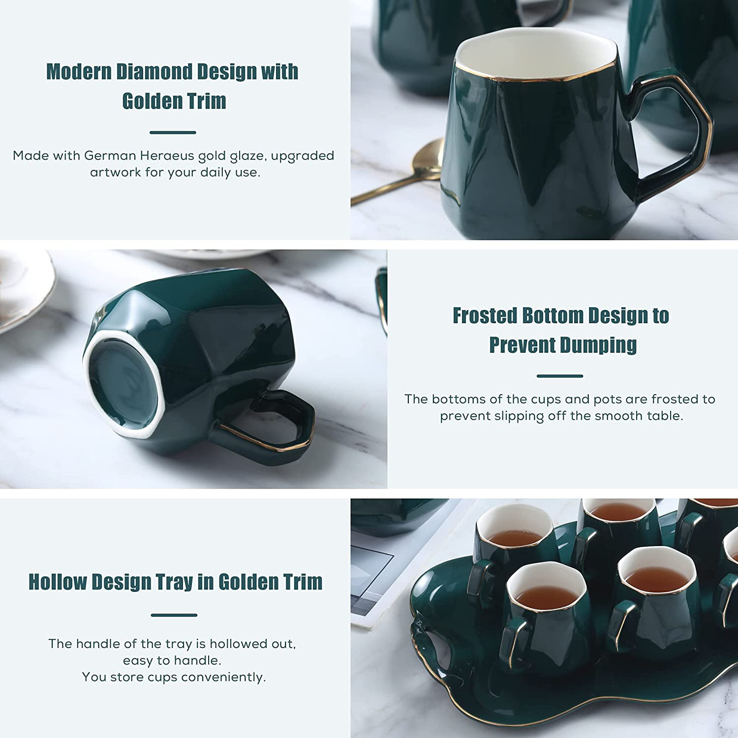 DUJUST Black Coffee Mug Set of 4(16oz), Modern & Stylish Design with  Handcrafted Golden Trims, Black…See more DUJUST Black Coffee Mug Set of  4(16oz)