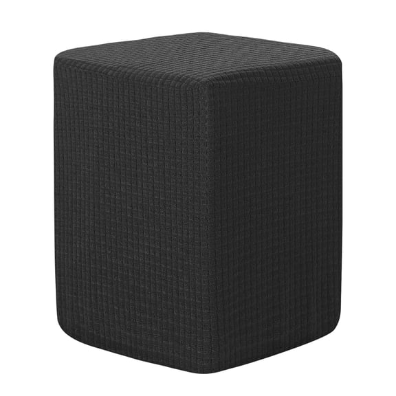 Ottoman Cover Square, Stretch Ottoman Slipcover Fit Diameter 9.8"-12.6", Non-Slip Footstool Protector Cover Black