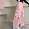 thumbnail image 4 of Fancifize Y2K Cargo Pants for Girls Casual Elastic High Waist Wide Leg Trousers Kids Star Print Bottoms, 4 of 6