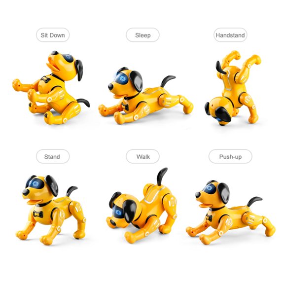 Robot de control remoto Juguete para perros Mascota robótica interactiva inteligente, Juguete de control remoto por voz Mascota electrónica ños Amarillo CUTICAT perros robot rc