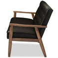 thumbnail image 4 of Baxton Studio Sorrento Mid-century Retro Modern Black Faux Leather Upholstered Wooden 3-seater Sofa, 4 of 6