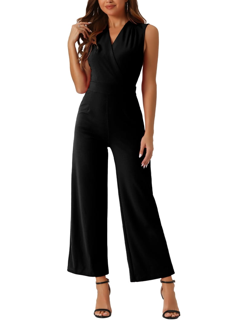 INSPIRE CHIC Women's Jumpsuit Sleeveless V Neck High Waist