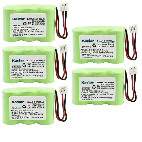 Kastar 5-Pack 3.6V 800mAh Ni-MH Battery Replacement for SHARP CL155, CL160, CL250, CL255, CL260, CL265D, CL350, CL355, CL500, CL505, CL510, CL540, CL550, CL555 CL-155, CL-160, CL-250, CL-255