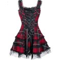 thumbnail image 3 of Minivestido gótico Bandage a cuadros para mujer, vestidos de corte en A con adorno de encaje estético Grunge, minivestido Punk ceñido al cuerpo, ropa de fiesta Sexy-AM, 3 of 4