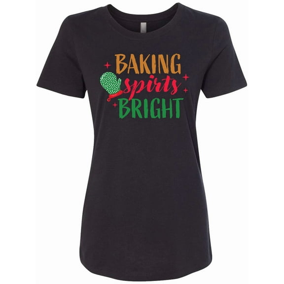 Inktastic Christmas Baking Spirits Bright with Green Oven Mit Women's T-Shirt