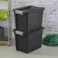 thumbnail image 4 of Sterilite 28 Liter Stacker Box, Durable Plastic Storage Bin with Latch Lid, Black - 6 Pk, 4 of 9