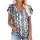thumbnail image 2 of ICHUANYI Clearance Women's Short Sleeve Print V-Neck T-Shirt Loose Casual Summer Tee Tops(White, L) ICHUANYI WER2023081112059, 2 of 7