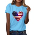 thumbnail image 5 of Sexlip Womens Swimsuit Set Gradient Heart Flag Print Cover Up Design Crew Neck Short Sleeve Casual Silhouette Lightweight Fabric for Beach Vacations Blue S, 5 of 6
