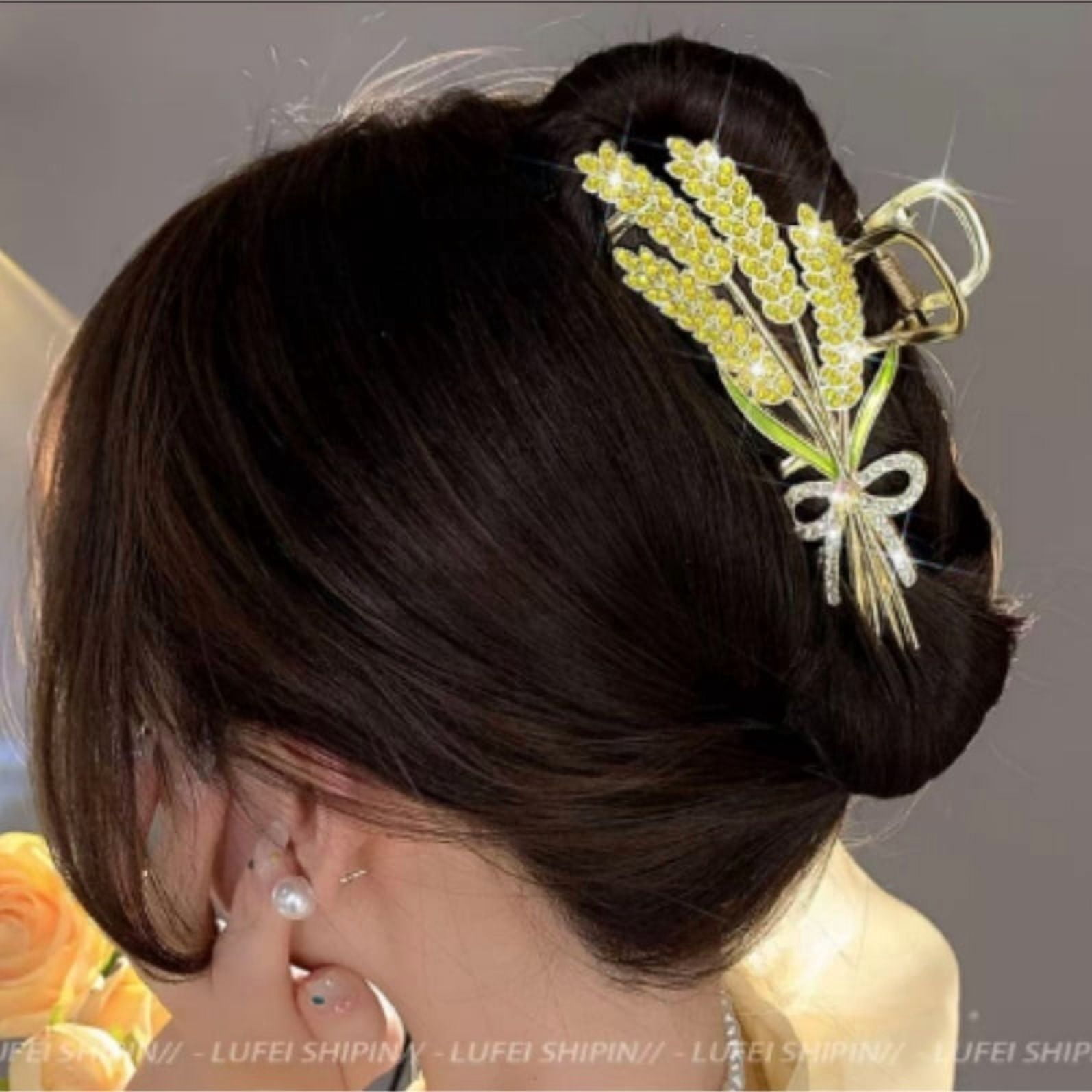Wheat Ear Hair Clip Shark Claw Clip for the Back of the Head Floral Hair Accessories New Year Gift Set for Girlfriend
